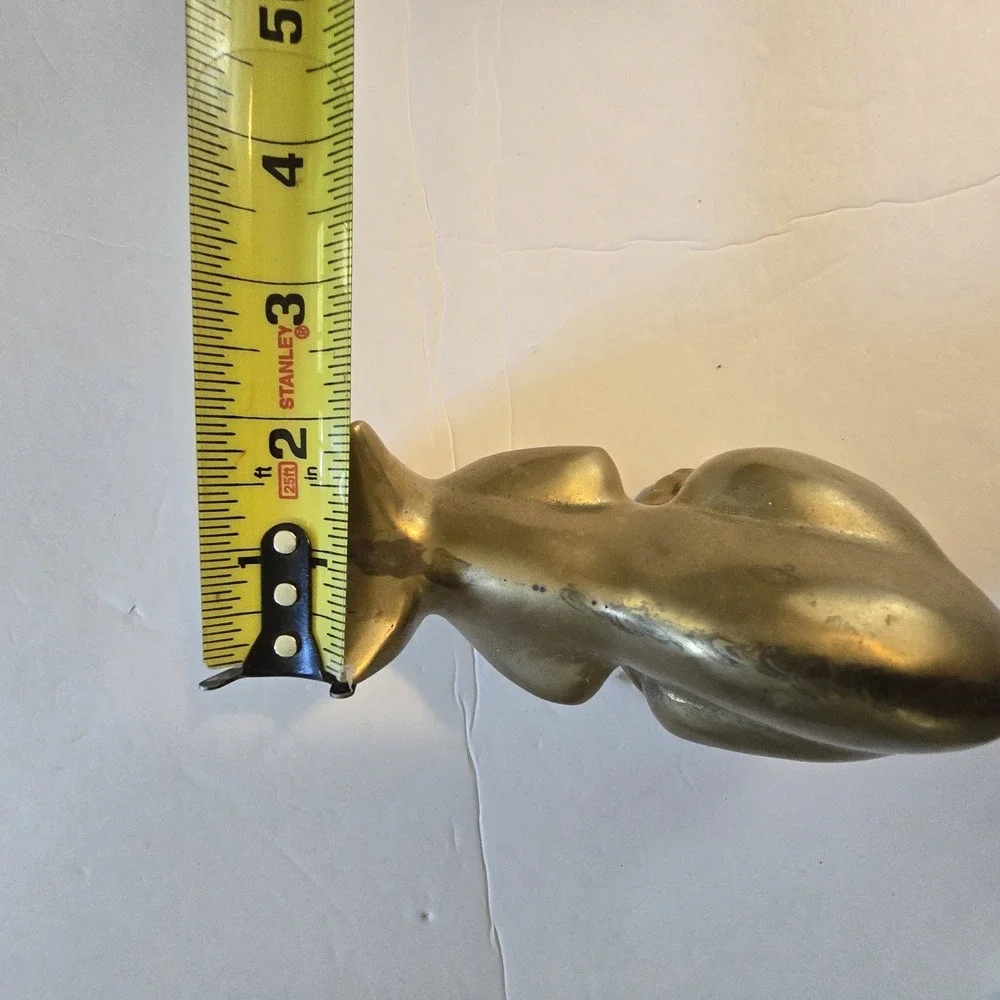 Vintage 1984 Enesco Brass Crouching Cat Figurine 6.75
